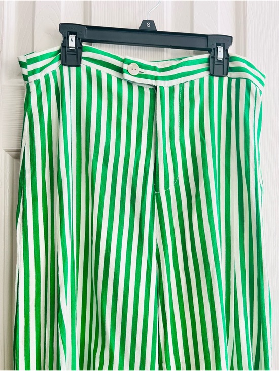 Anthropologie Green and White Striped Wide Leg Pants - Picture 4 of 10